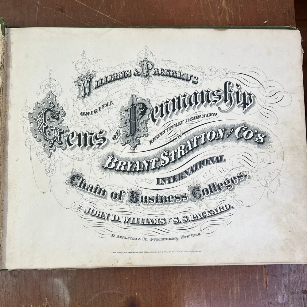 Antique Gems Of Penmanship Williams And Packard 1866 Calligraphy Book